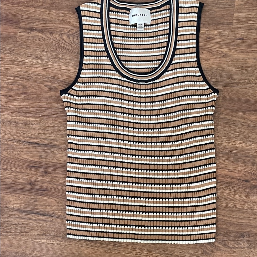 Industry Women's Striped Tan and Black Tank Top